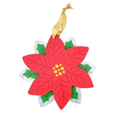 Hiasan Bak Natal Poinsettia Kayu .